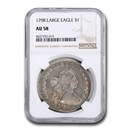1798 Draped Bust Dollar Heraldic Eagle AU-58 NGC 1798 Draped Bust Dollar Heraldic Eagle AU-58 NGC